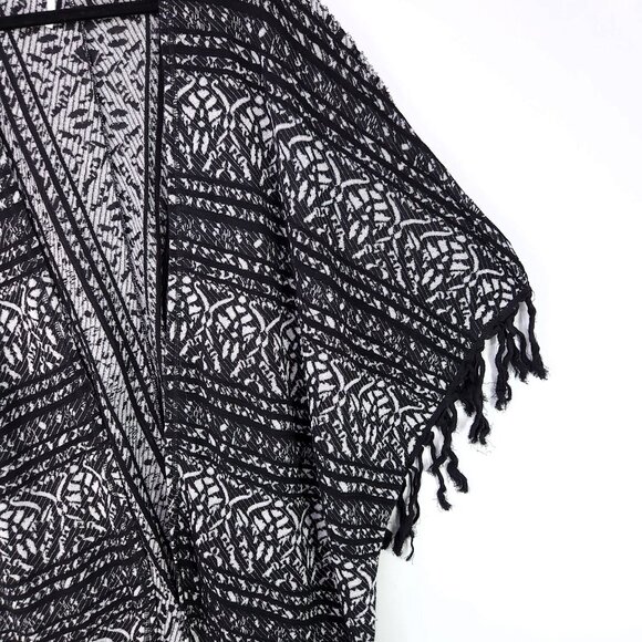 Free People Duster Womens Large Fringe Boho Kimono Jacket Open Front Oversized - Picture 6 of 12
